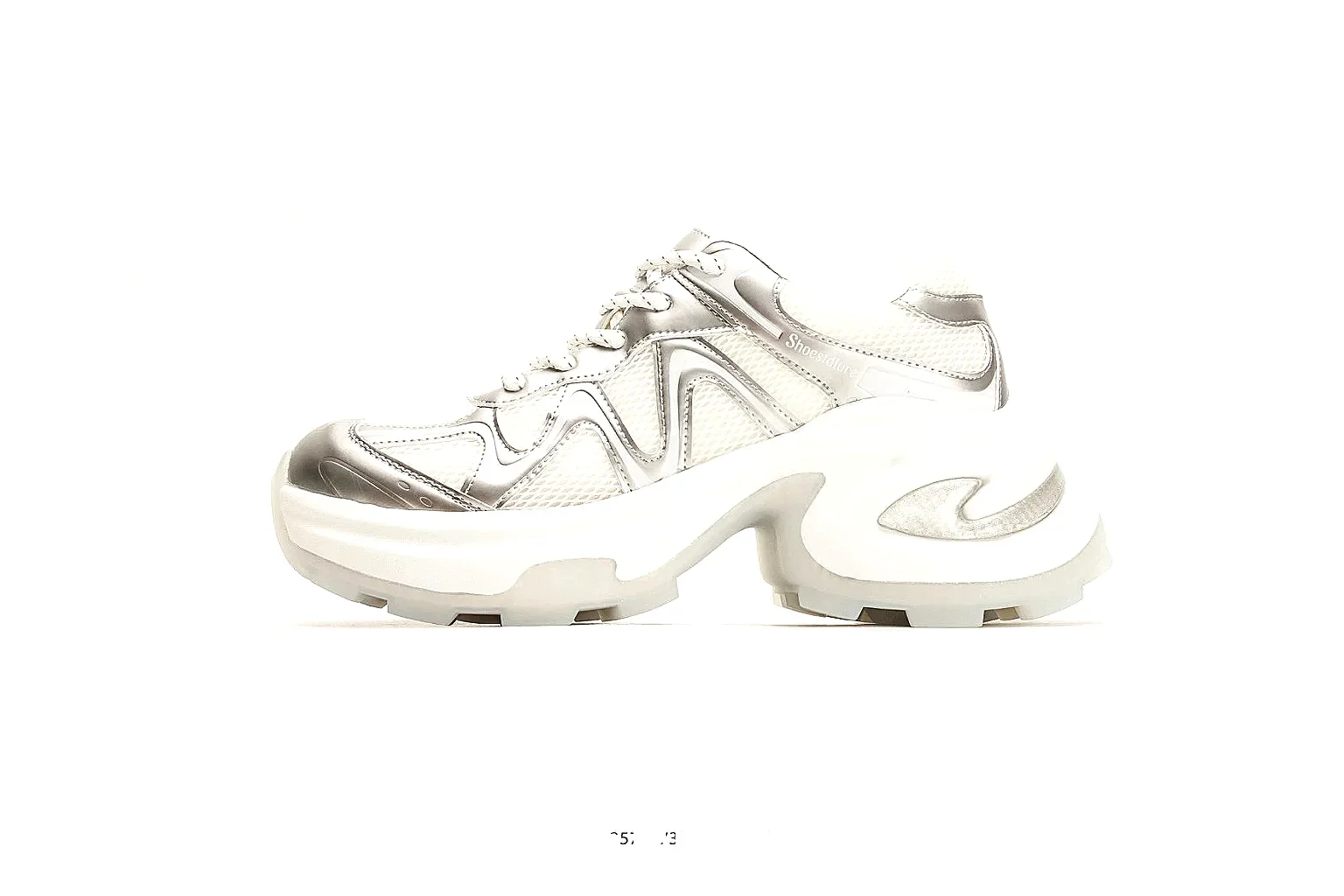 Chunky Runner White Cream Sneaker comparison photo showing white cream synthetic-mesh upper, chunky runner shape, layered panels, and thick cushioned sole