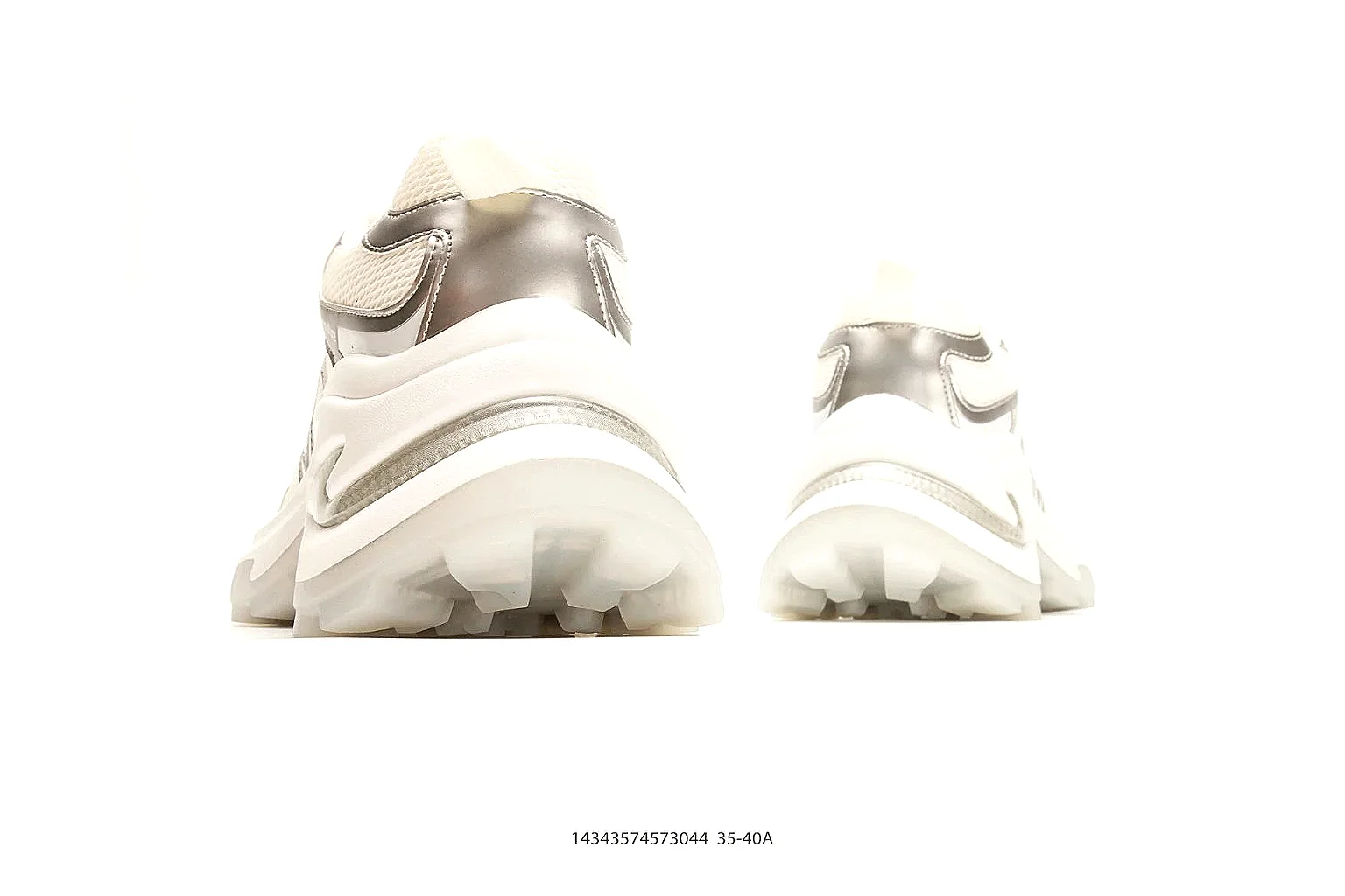 Chunky Runner White Cream Sneaker comparison photo showing white cream synthetic-mesh upper, chunky runner shape, layered panels, and thick cushioned sole thumbnail 3
