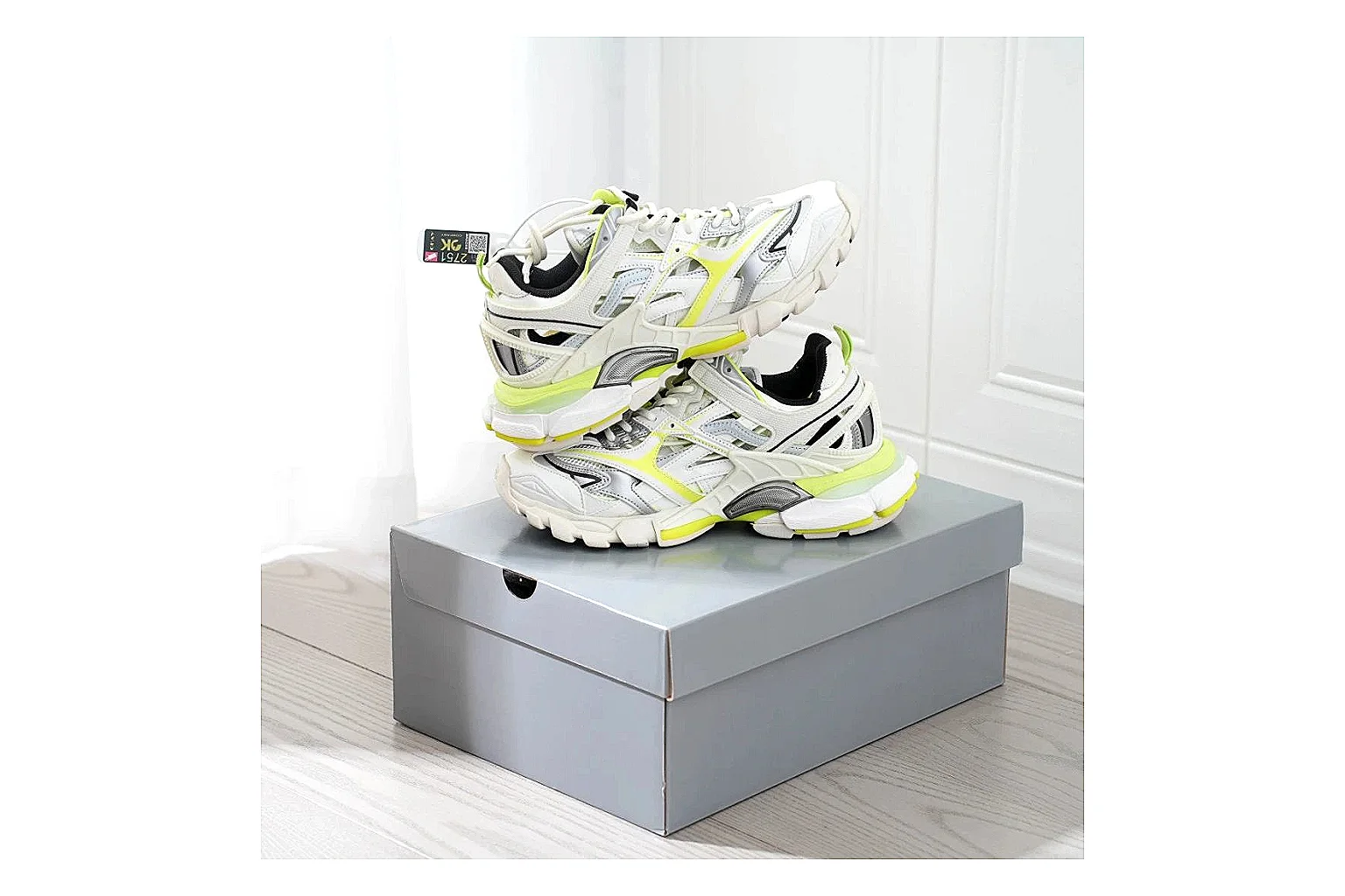 Neon Runner White Yellow Sneaker comparison photo showing white mesh runner upper, neon yellow accents, modern runner silhouette, and lightweight sole thumbnail 6