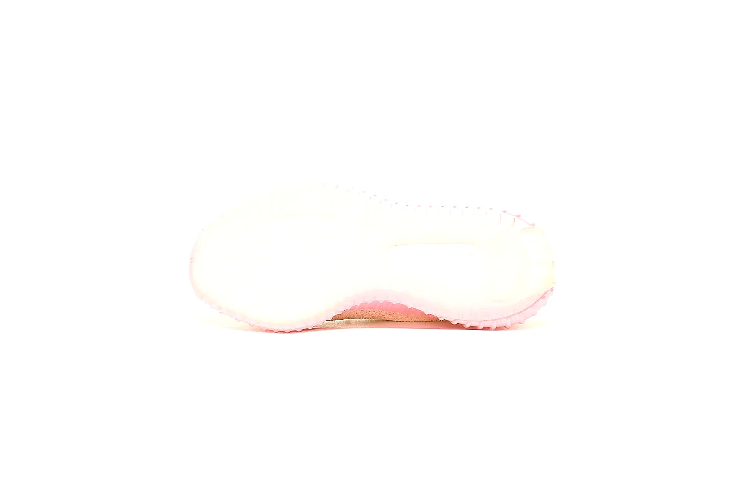 Pastel cream knit runner with blue laces and pink ribbed sole for QC comparison thumbnail 3