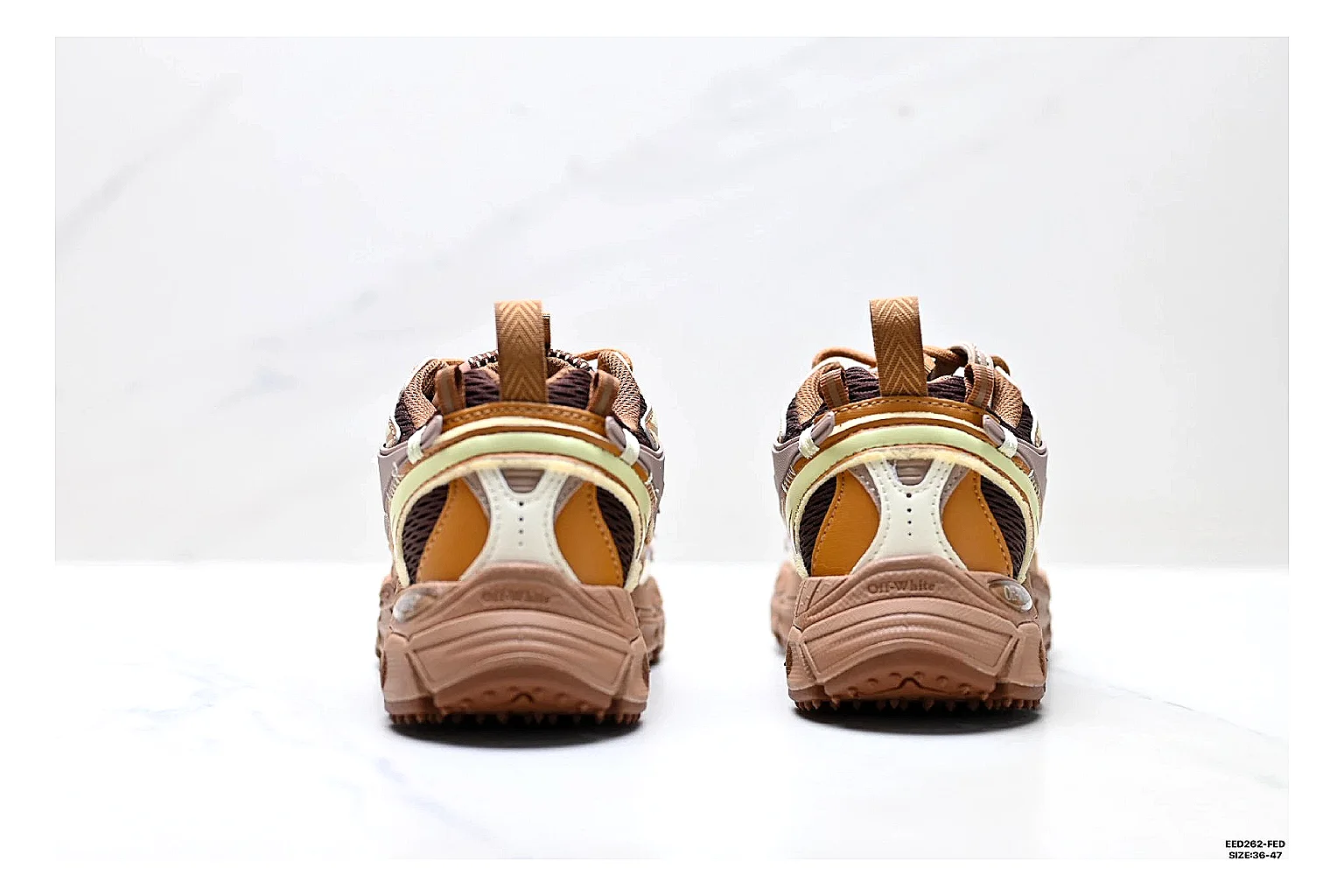 Trail Runner Brown Gold Sneaker comparison photo showing brown gold mesh-suede runner upper, rugged trail profile, protective overlays, and traction sole thumbnail 3