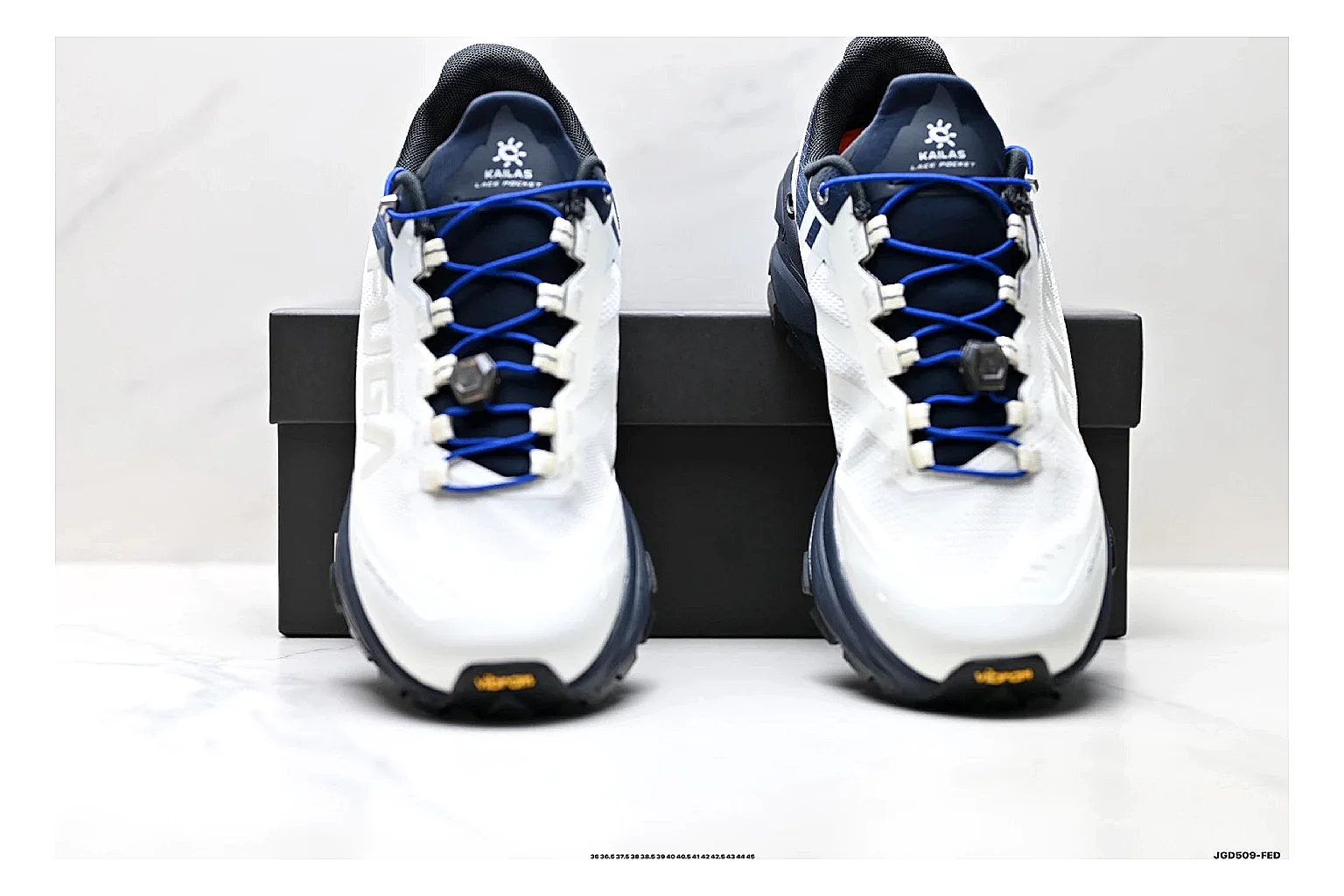 Trail Runner White Navy Sneaker comparison photo showing white navy mesh-leather runner upper, rugged trail shape, protective overlays, and traction sole thumbnail 5