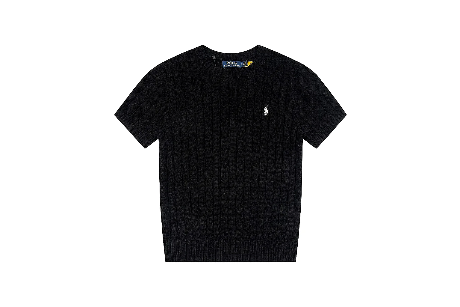 kakoscout.com Polo Ralph Lauren Black Cable Knit Polo 0679 Black short-sleeve-knit product image