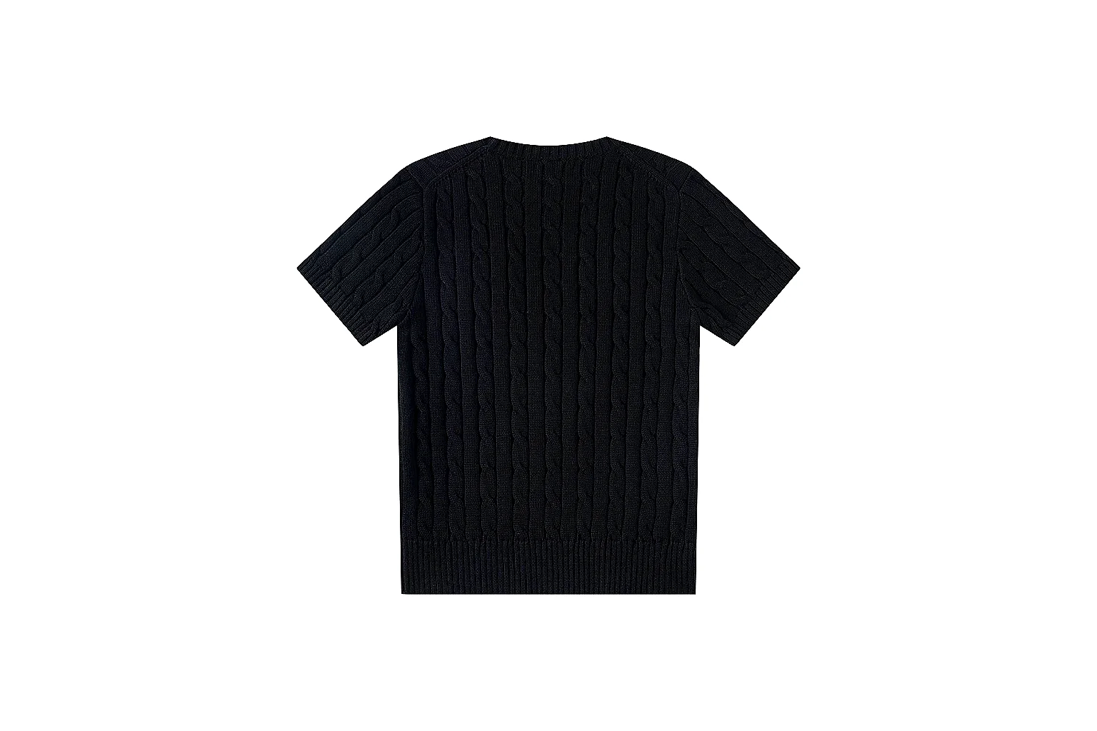 kakoscout.com Polo Ralph Lauren Black Rib Cable Knit Polo 0872 Black short-sleeve-knit product image thumbnail 2