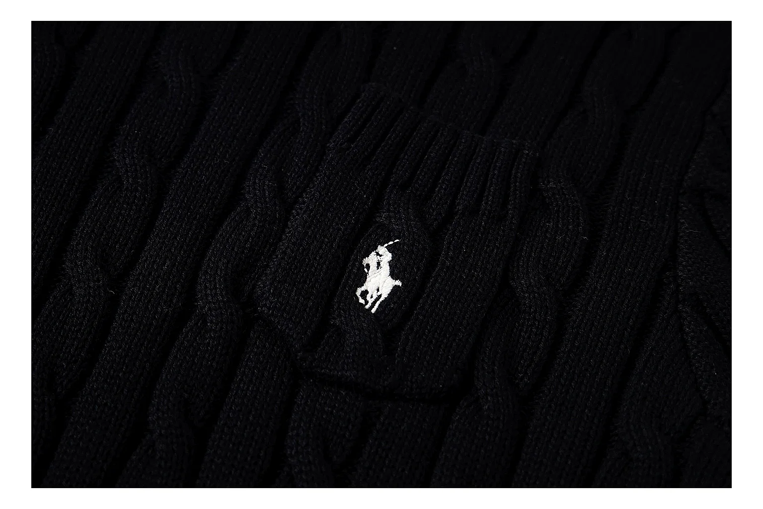 kakoscout.com Polo Ralph Lauren Black Rib Cable Knit Polo 0872 Black short-sleeve-knit product image thumbnail 4