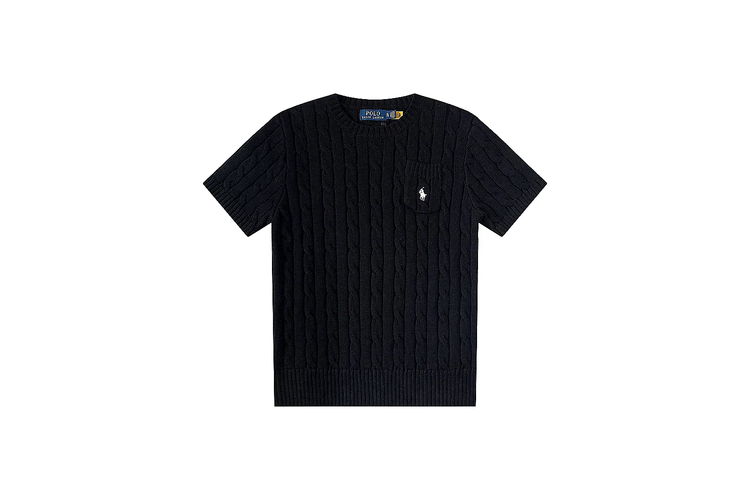 kakoscout.com Polo Ralph Lauren Black Rib Cable Knit Polo 0872 Black short-sleeve-knit product image thumbnail 6