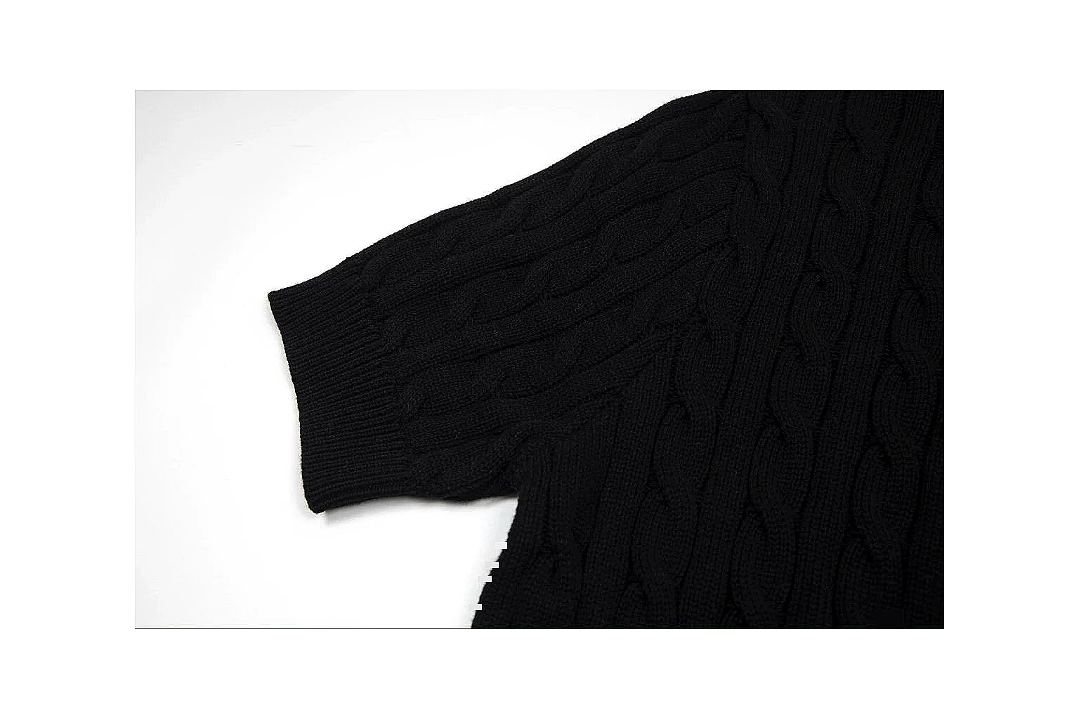 kakoscout.com Polo Ralph Lauren Black Cable Knit Cardigan 0951 Black short-sleeve-knit product image