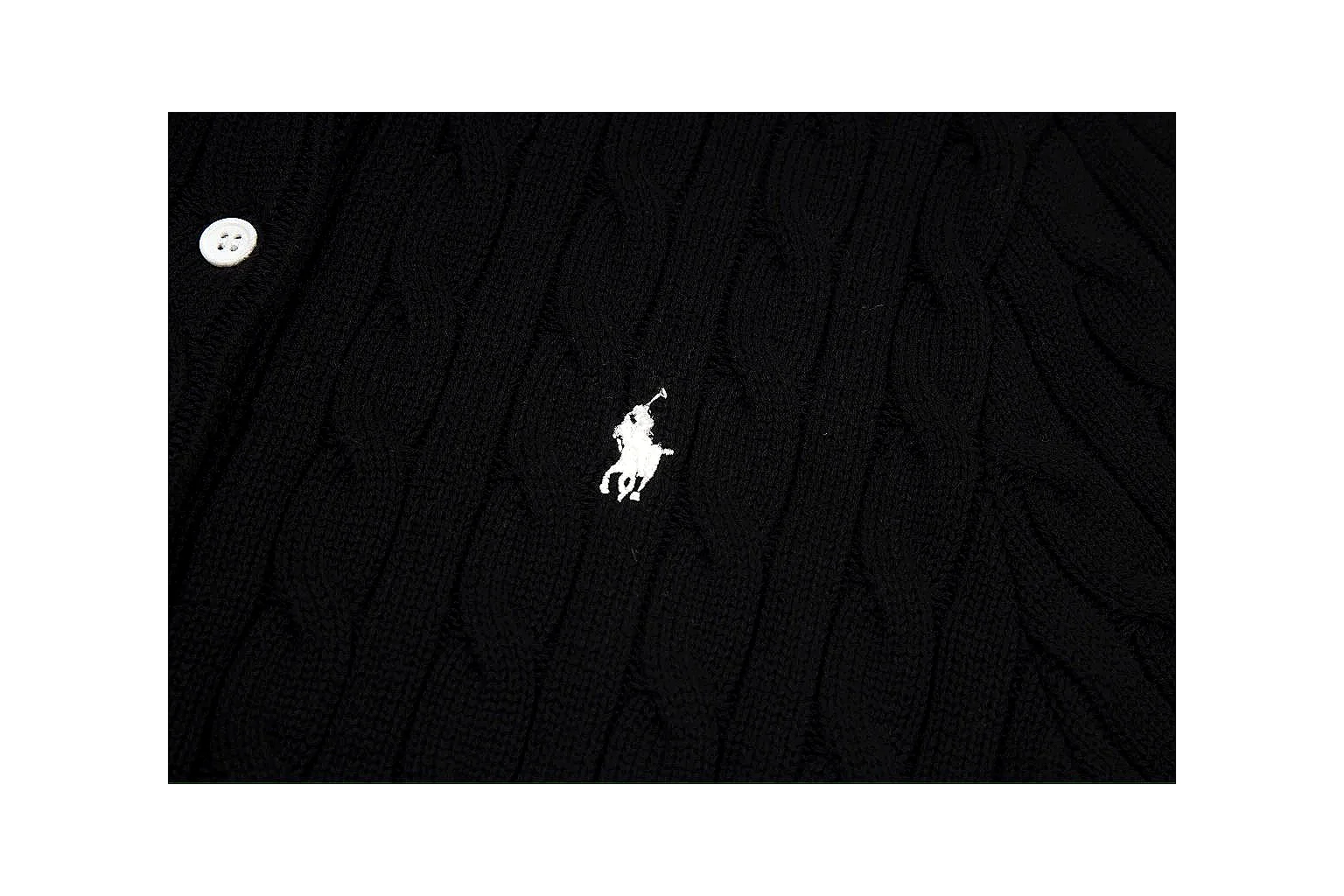 kakoscout.com Polo Ralph Lauren Black Cable Knit Cardigan 0951 Black short-sleeve-knit product image thumbnail 3