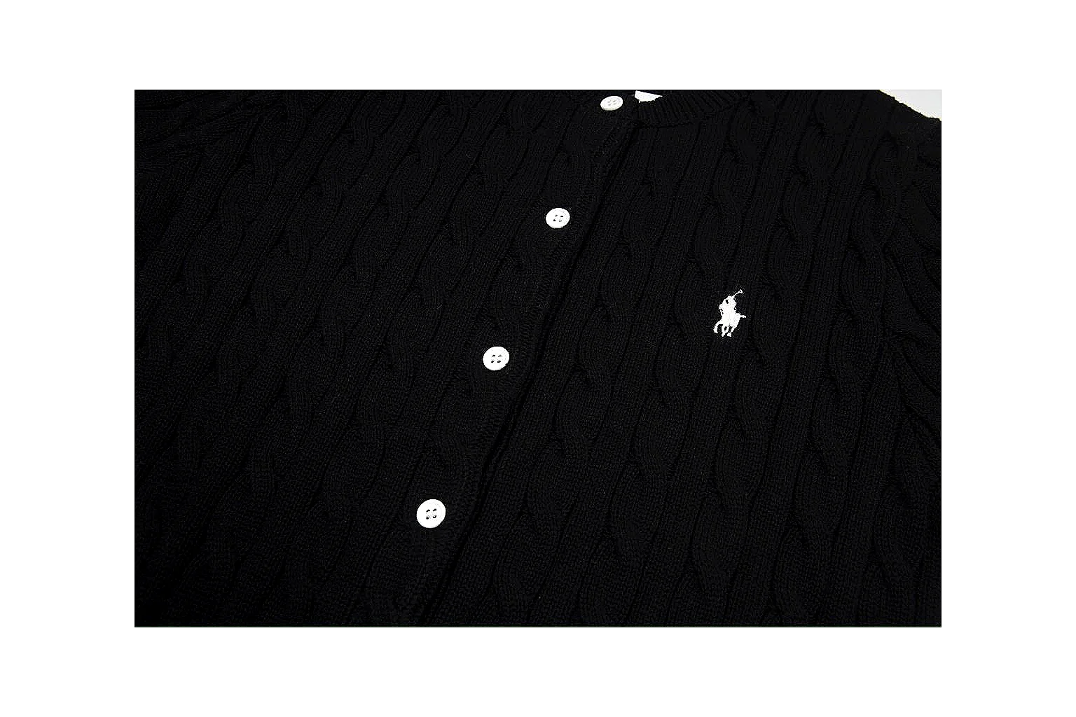 kakoscout.com Polo Ralph Lauren Black Cable Knit Cardigan 0951 Black short-sleeve-knit product image thumbnail 4