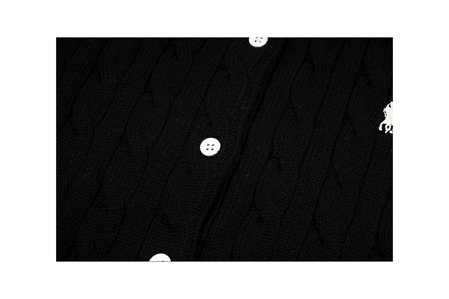 kakoscout.com Polo Ralph Lauren Black Cable Knit Cardigan 0951 Black short-sleeve-knit product image thumbnail 5
