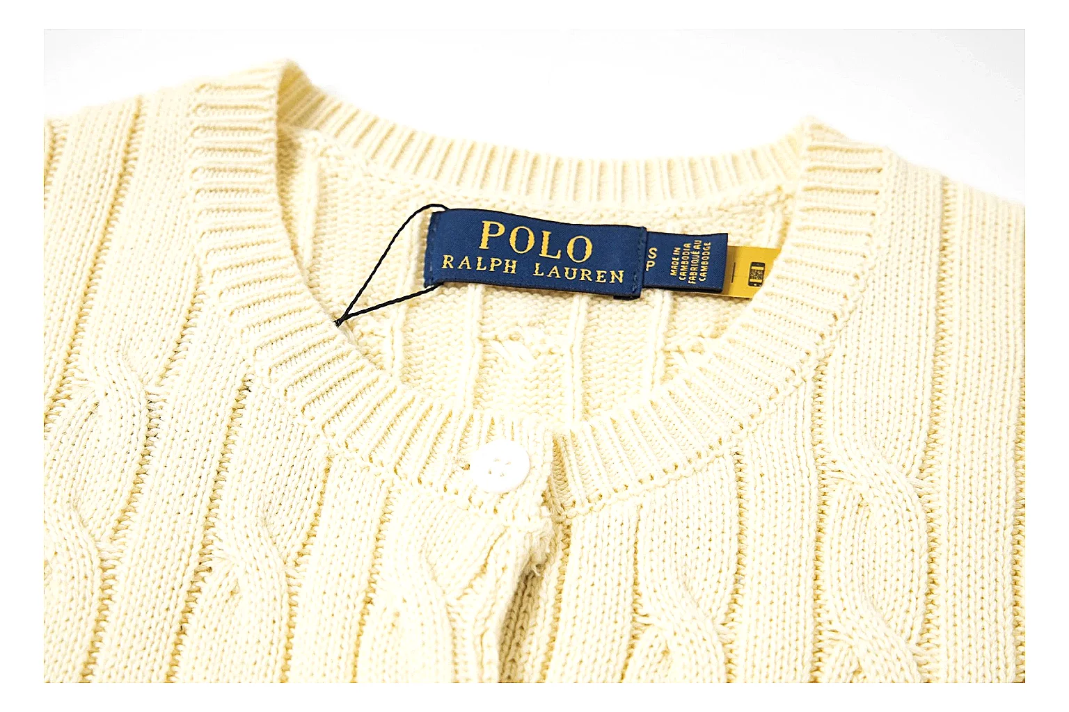 kakoscout.com Polo Ralph Lauren Cream Cable Knit Cardigan 0975 Cream Yellow short-sleeve-knit product image thumbnail 5