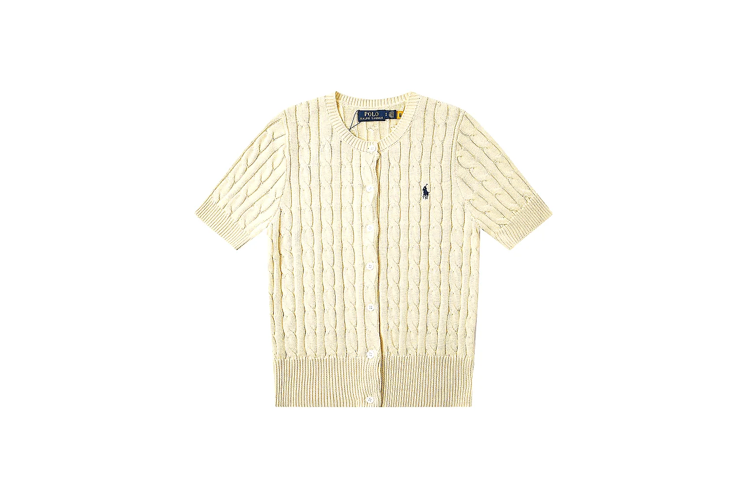 kakoscout.com Polo Ralph Lauren Cream Cable Knit Cardigan 0975 Cream Yellow short-sleeve-knit product image thumbnail 6