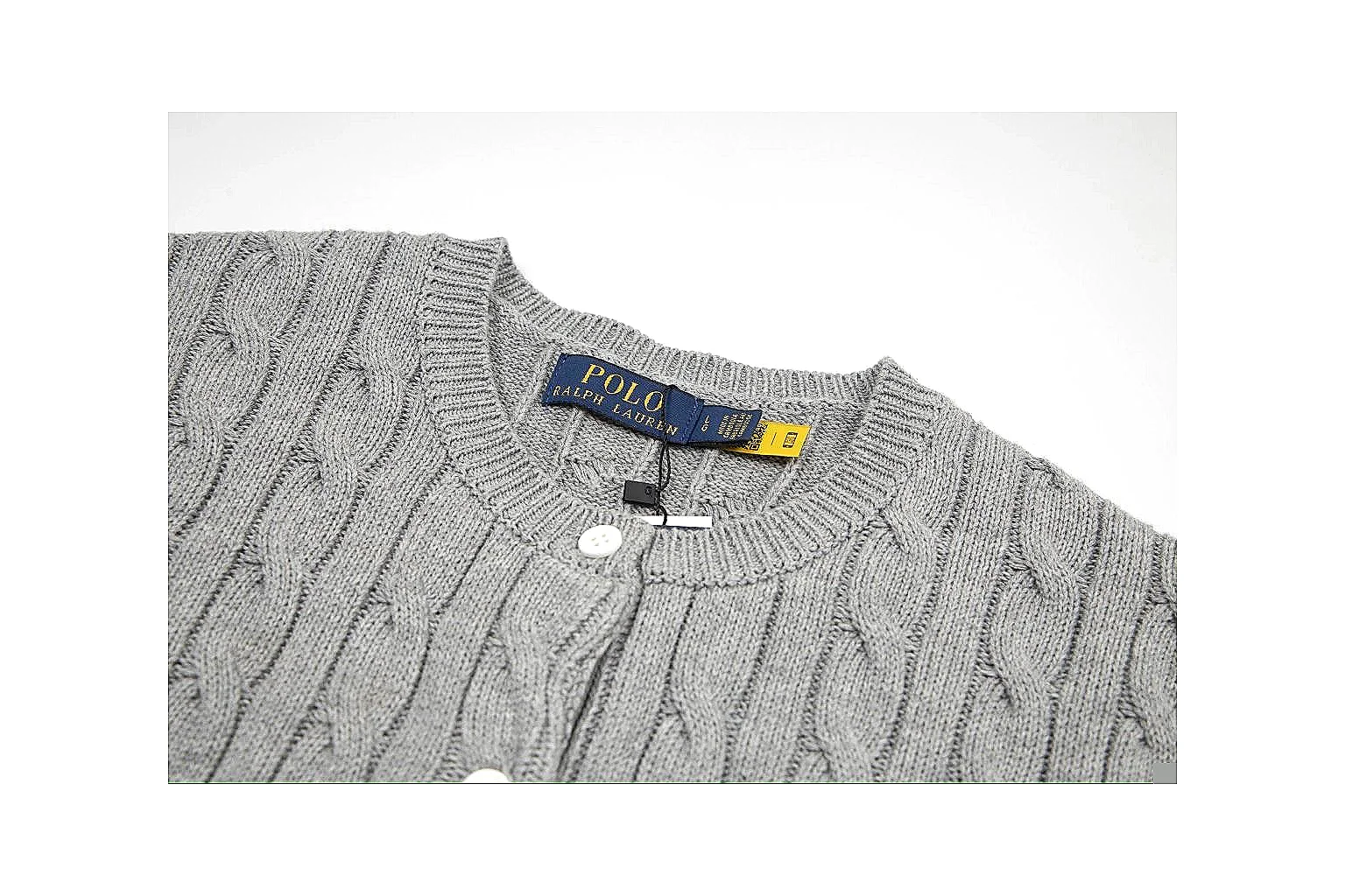 kakoscout.com Polo Ralph Lauren Grey Cable Knit Cardigan 0931 Grey short-sleeve-knit product image