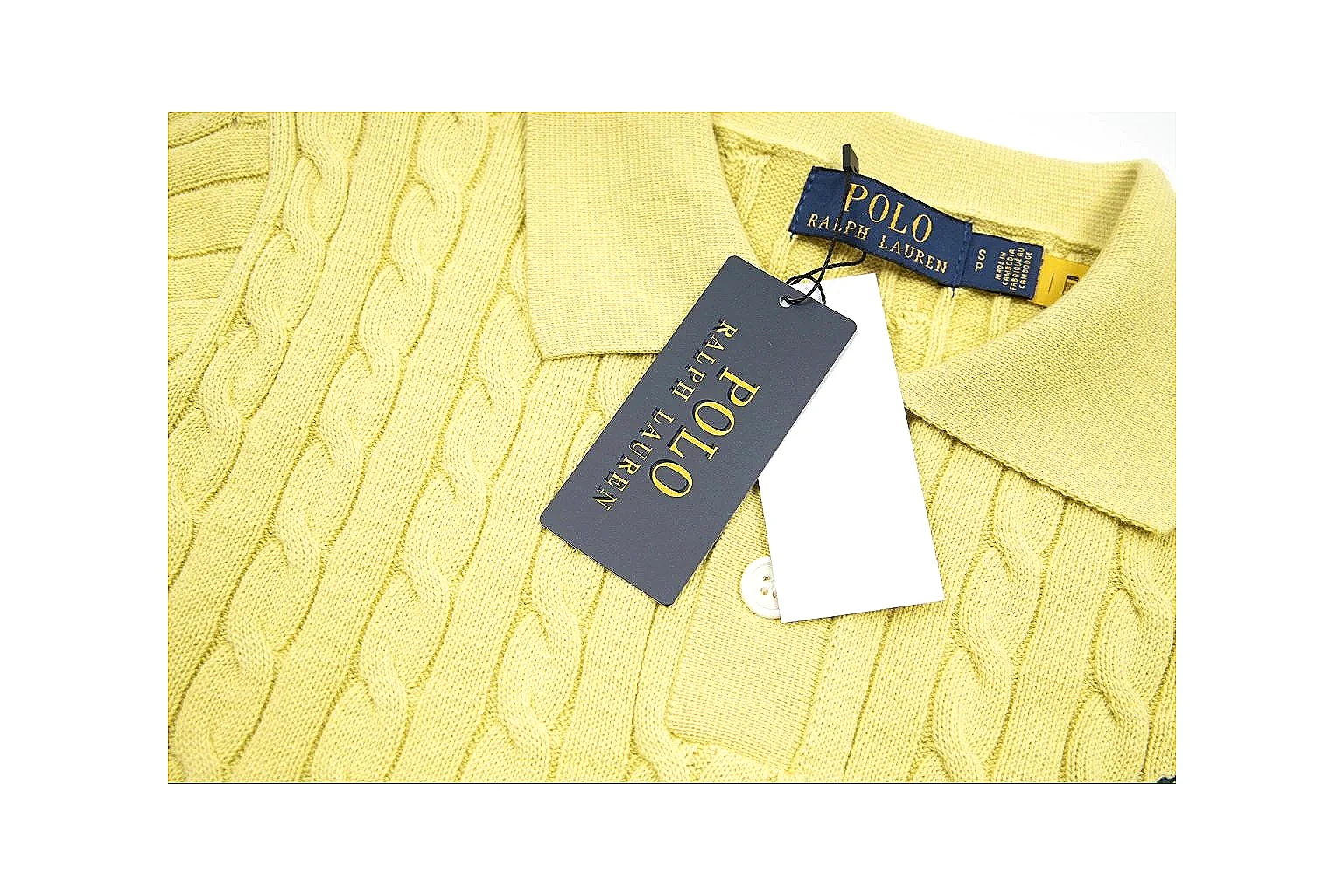 kakoscout.com Polo Ralph Lauren Lemon Yellow Cable Knit Polo 0979 Lemon Yellow short-sleeve-knit product image thumbnail 4