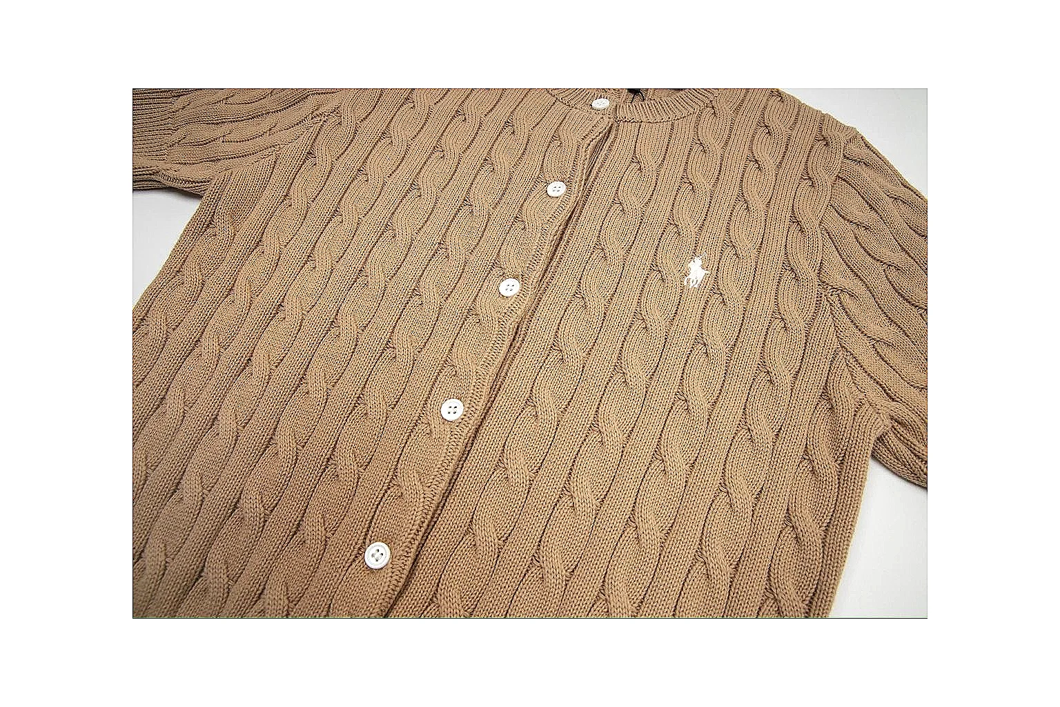 kakoscout.com Polo Ralph Lauren Tan Cable Knit Cardigan 0915 Tan short-sleeve-knit product image thumbnail 5