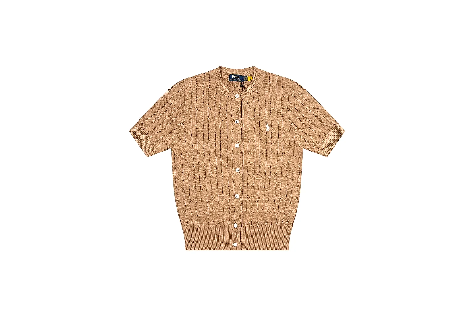 kakoscout.com Polo Ralph Lauren Tan Cable Knit Cardigan 0915 Tan short-sleeve-knit product image thumbnail 6
