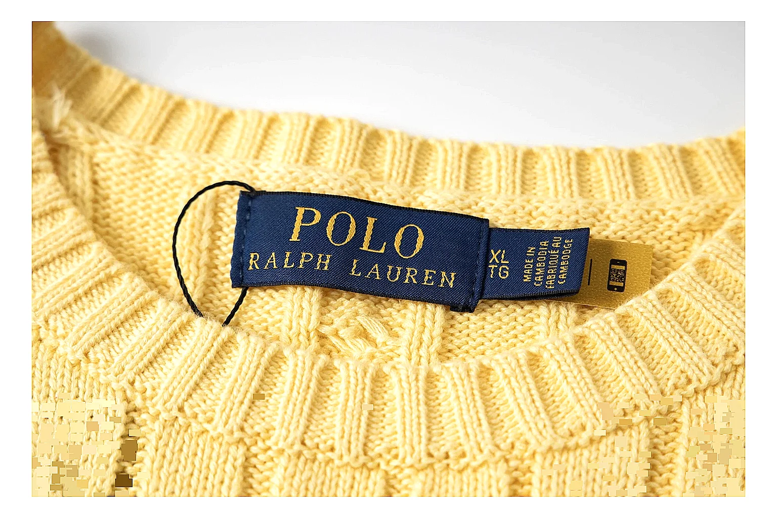 kakoscout.com Polo Ralph Lauren Yellow Rib Cable Knit Polo 0807 Yellow short-sleeve-knit product image