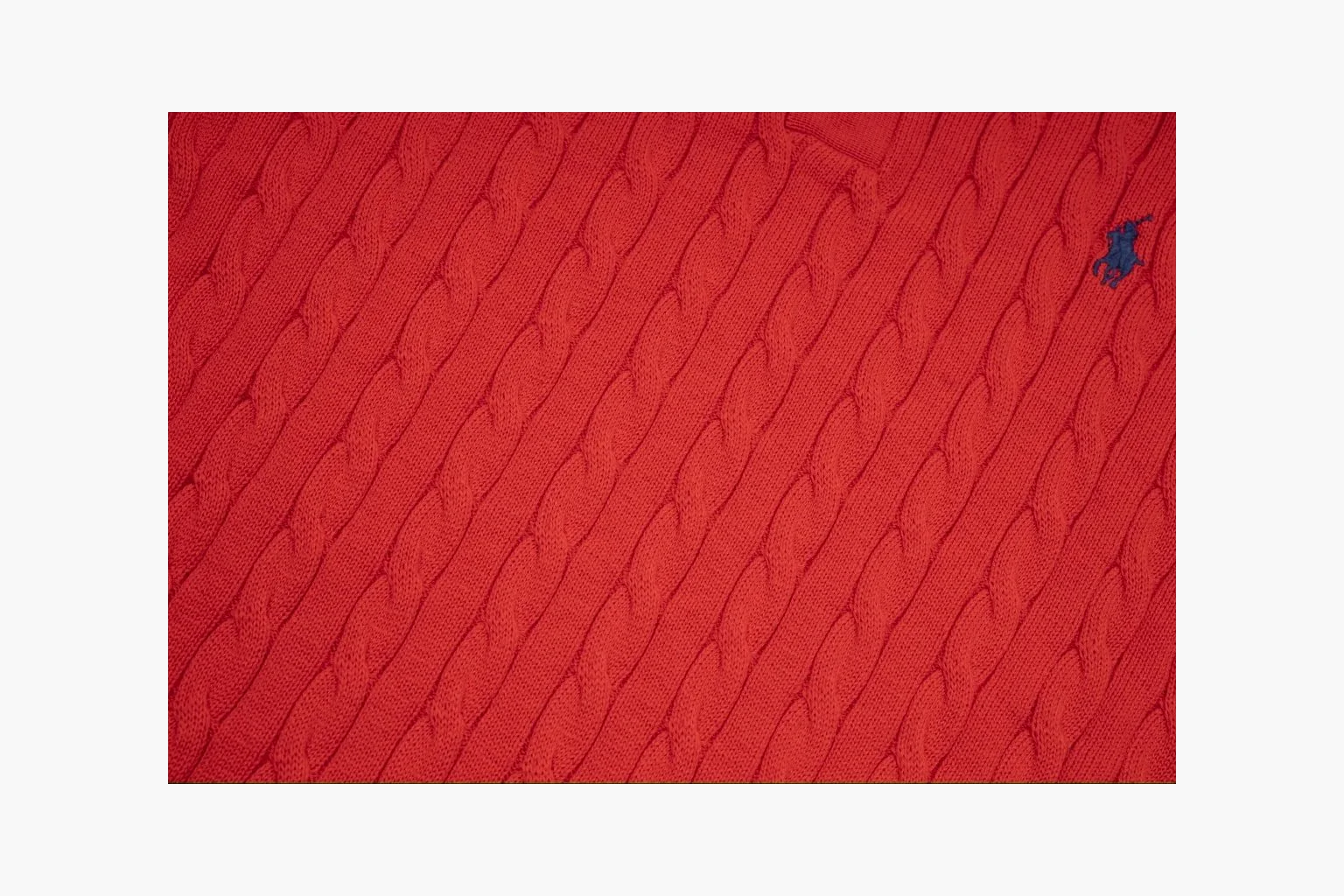 Red Polo cable knit polo comparison image with placket thumbnail 4
