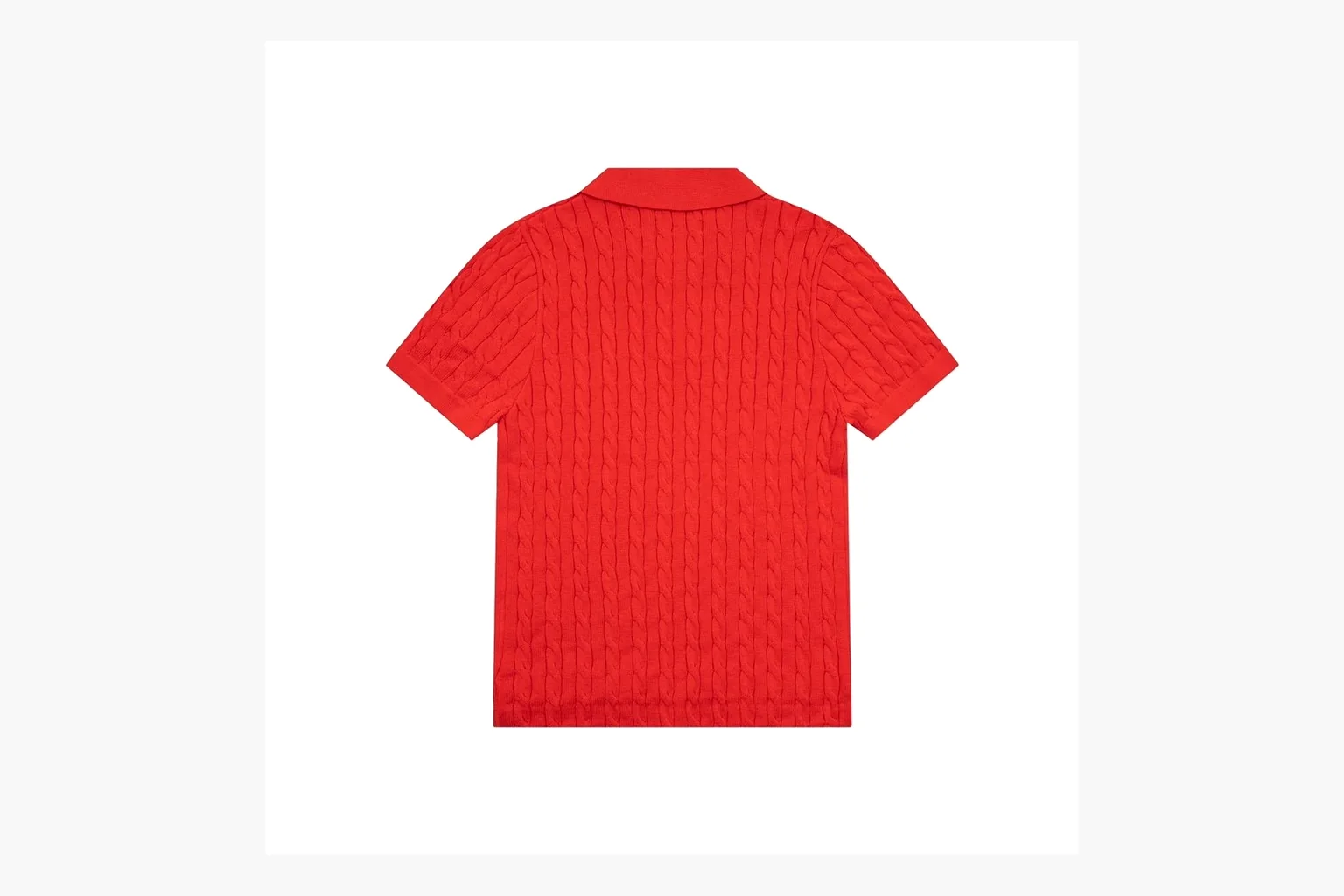 Red Polo cable knit polo comparison image with placket thumbnail 6