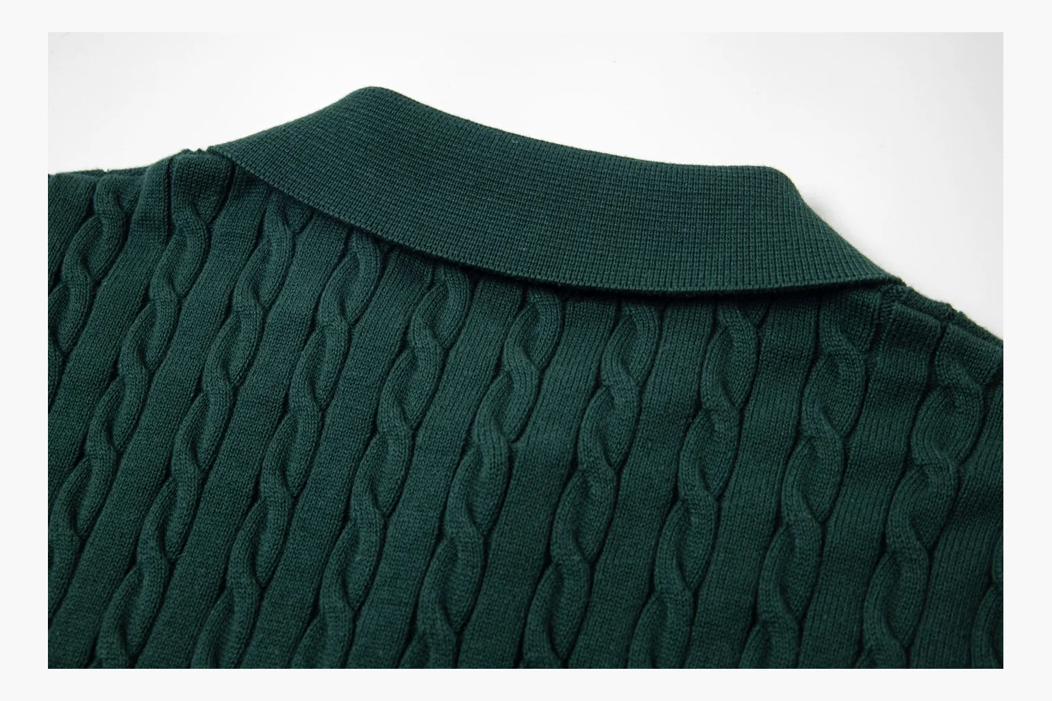 Green Polo cable knit polo comparison image with placket thumbnail 2
