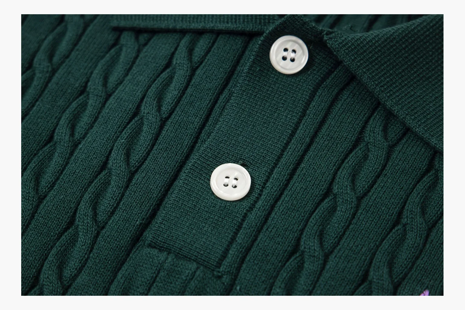 Green Polo cable knit polo comparison image with placket thumbnail 4