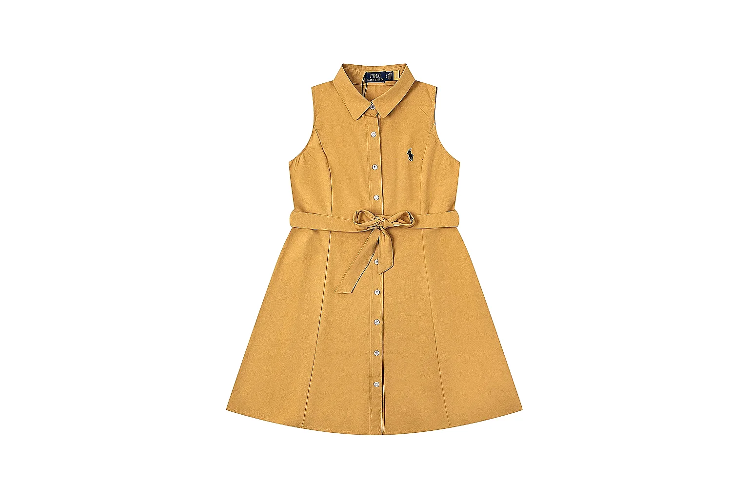 kakoscout.com Polo Ralph Lauren Mustard Belted Shirt Dress 0539 Mustard sleeveless-dress product image