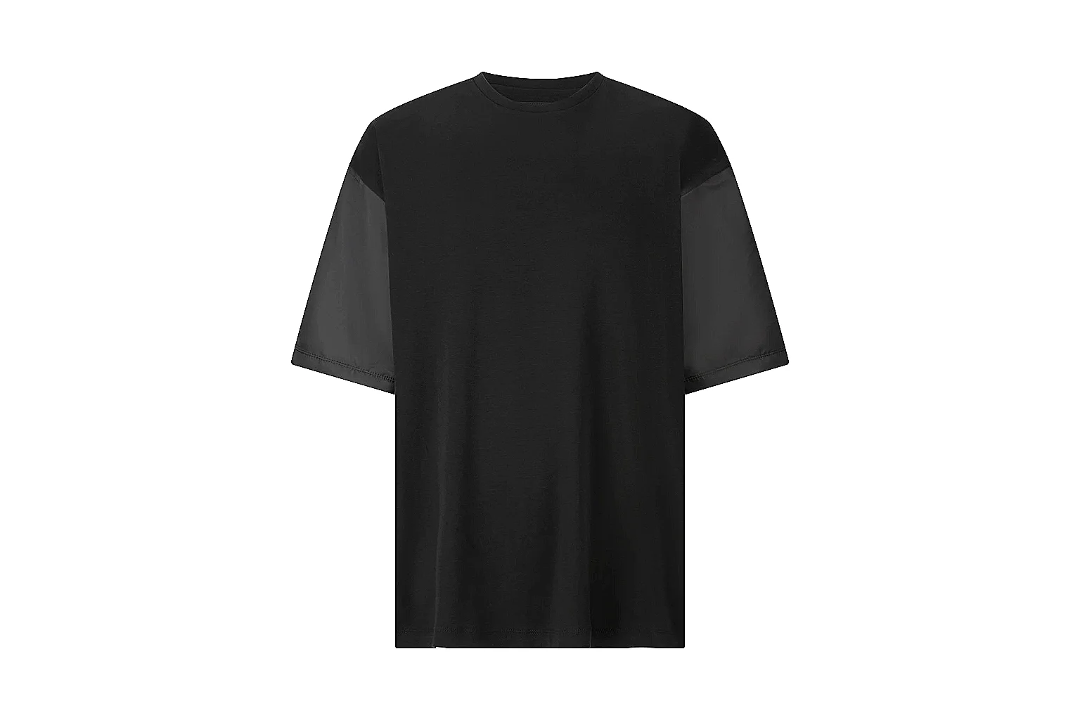 kakoscout.com Prada Black Nylon Panel Tee 0191 Black short-sleeve-tee product image