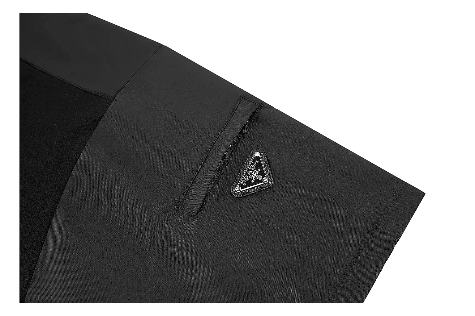 kakoscout.com Prada Black Nylon Panel Tee 0191 Black short-sleeve-tee product image thumbnail 4