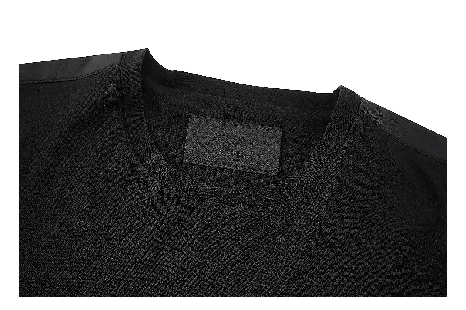 kakoscout.com Prada Black Nylon Panel Tee 0191 Black short-sleeve-tee product image thumbnail 6