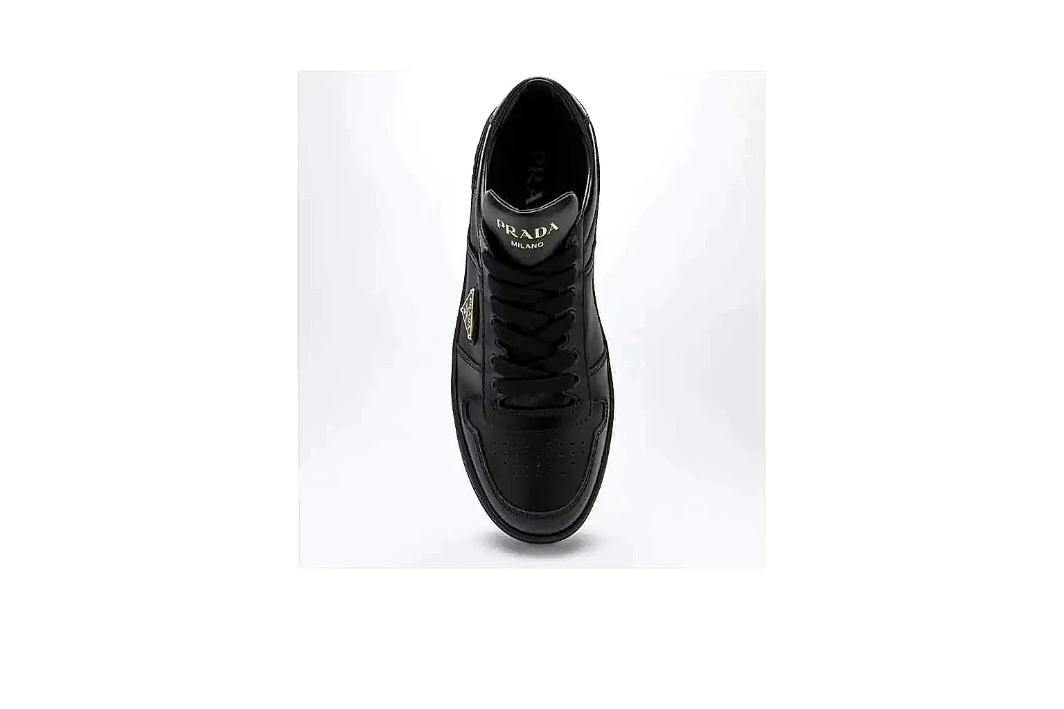 Prada Triangle Logo Black Sneaker 7653 comparison gallery with QC evidence