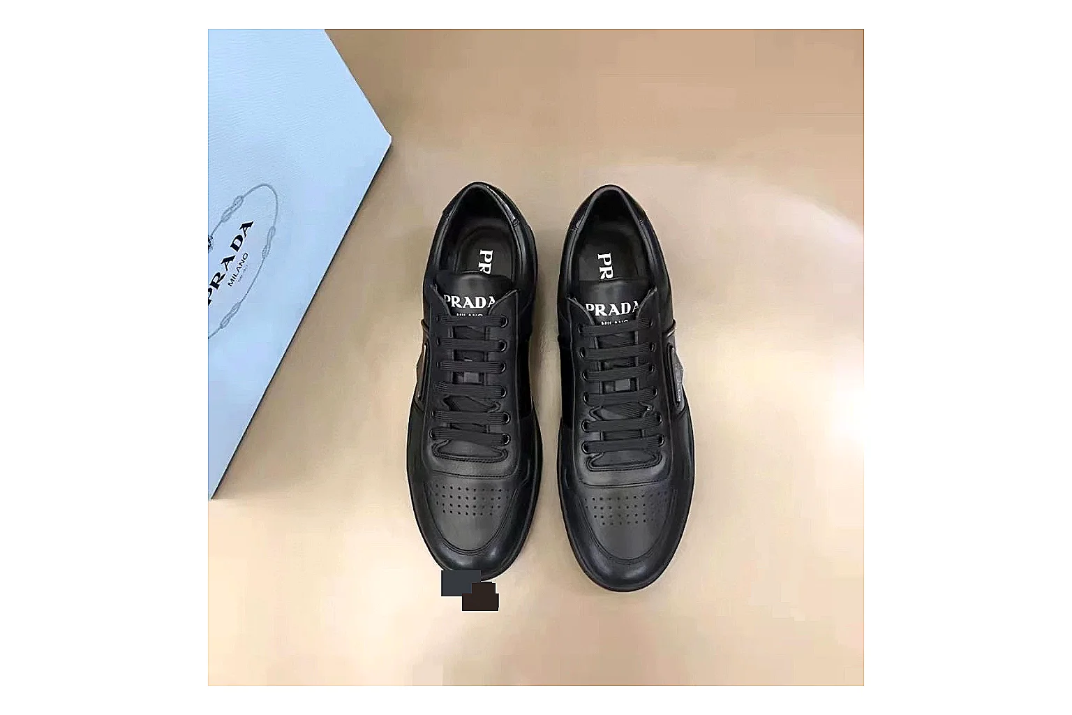 Prada Triangle Logo Black Sneaker 7653 comparison gallery with QC evidence thumbnail 6