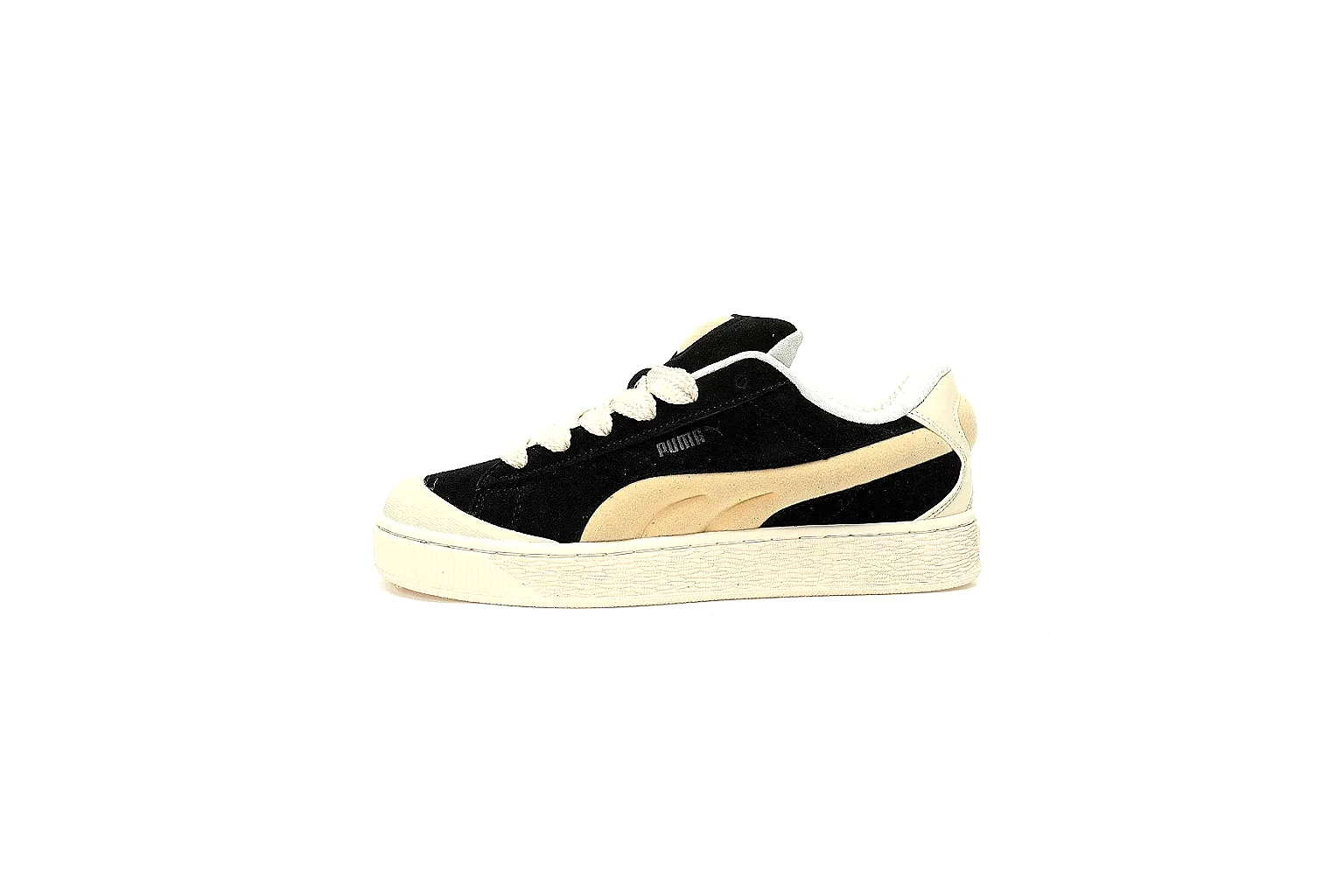 Puma black cream platform sneaker with visible side logo and cream stripe thumbnail 2