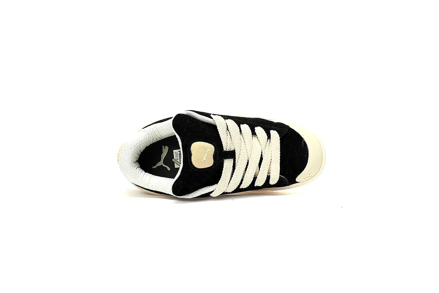 Puma black cream platform sneaker with visible side logo and cream stripe thumbnail 3