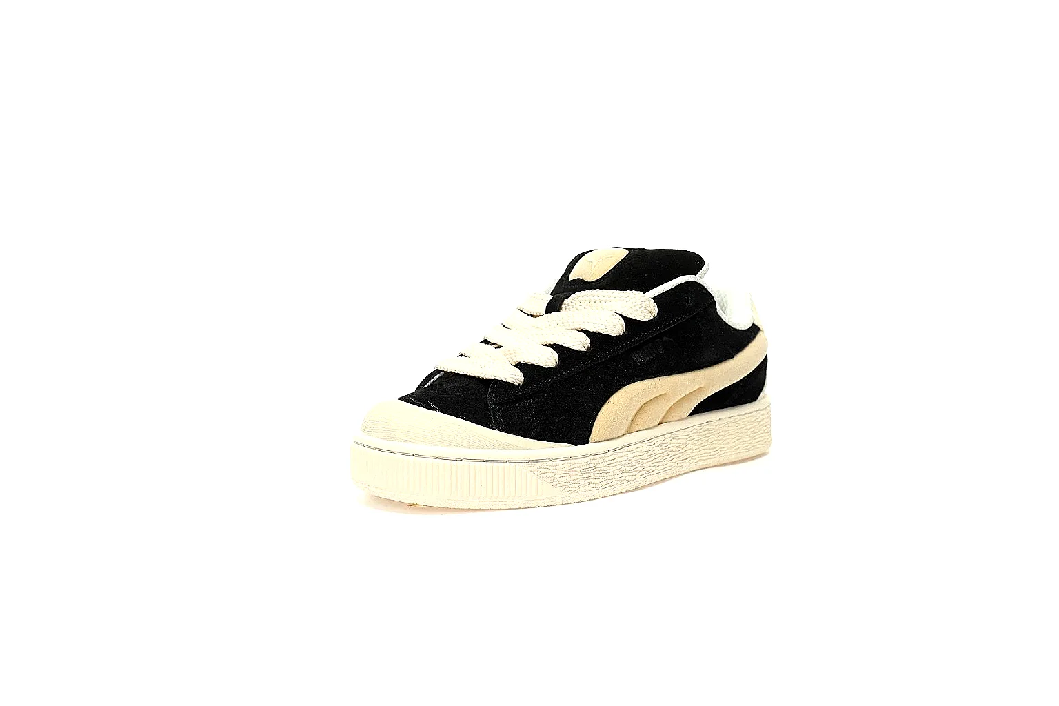 Puma black cream platform sneaker with visible side logo and cream stripe thumbnail 6