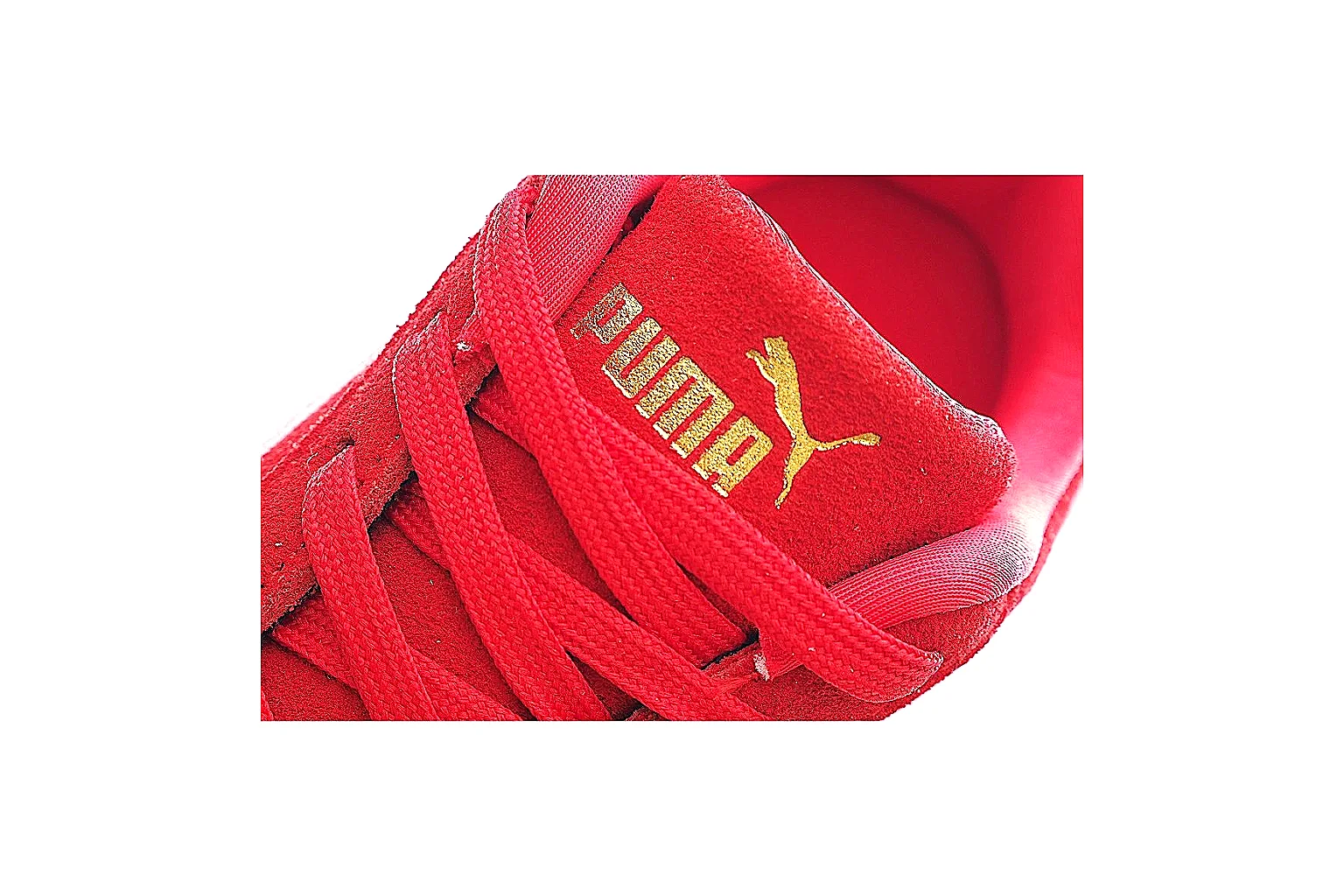 Red Puma suede trainer side profile for QC and price comparison thumbnail 5