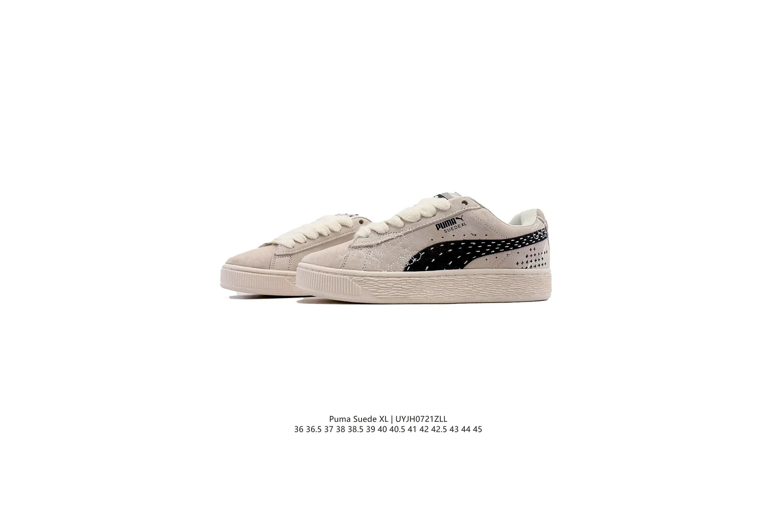 Puma Suede Beige Black suede low top six photo view thumbnail 6