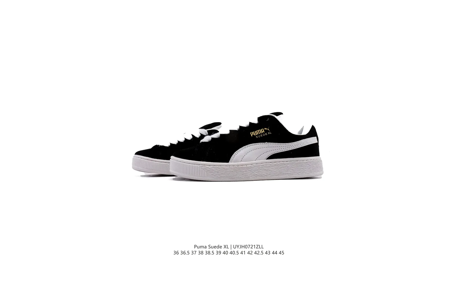 Puma Suede Black White suede low top six photo view thumbnail 6