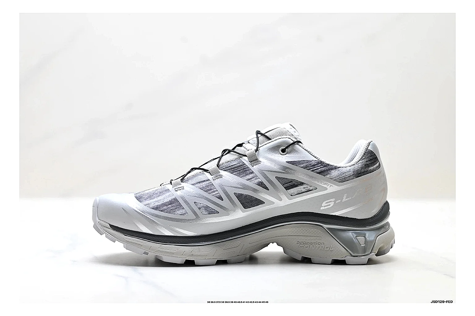 Salomon Xt Runner Silver Gray comparison photo showing silver gray mesh trail upper, technical runner overlays, speed-lace style structure, and rugged sole thumbnail 2