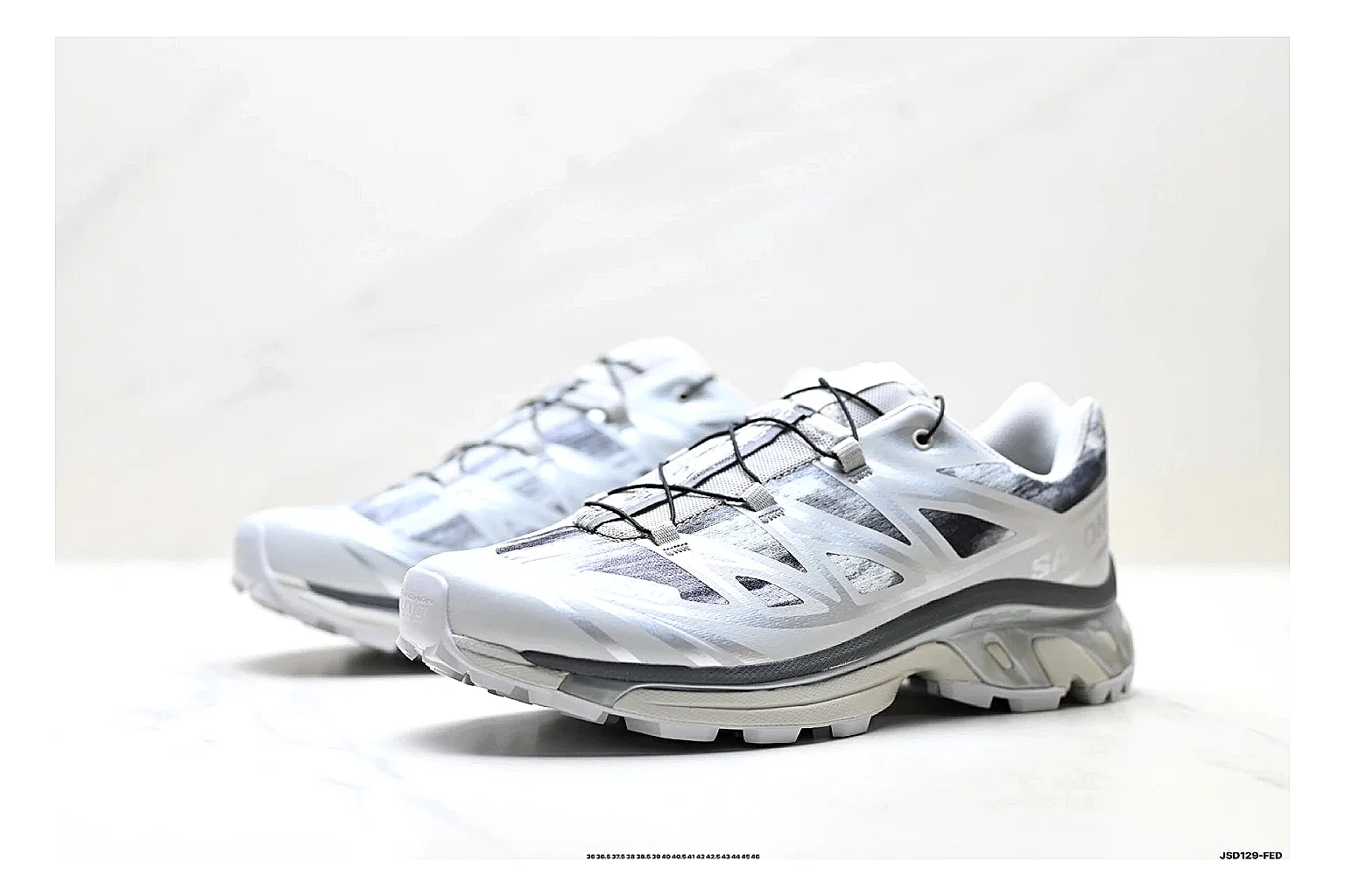 Salomon Xt Runner Silver Gray comparison photo showing silver gray mesh trail upper, technical runner overlays, speed-lace style structure, and rugged sole thumbnail 4