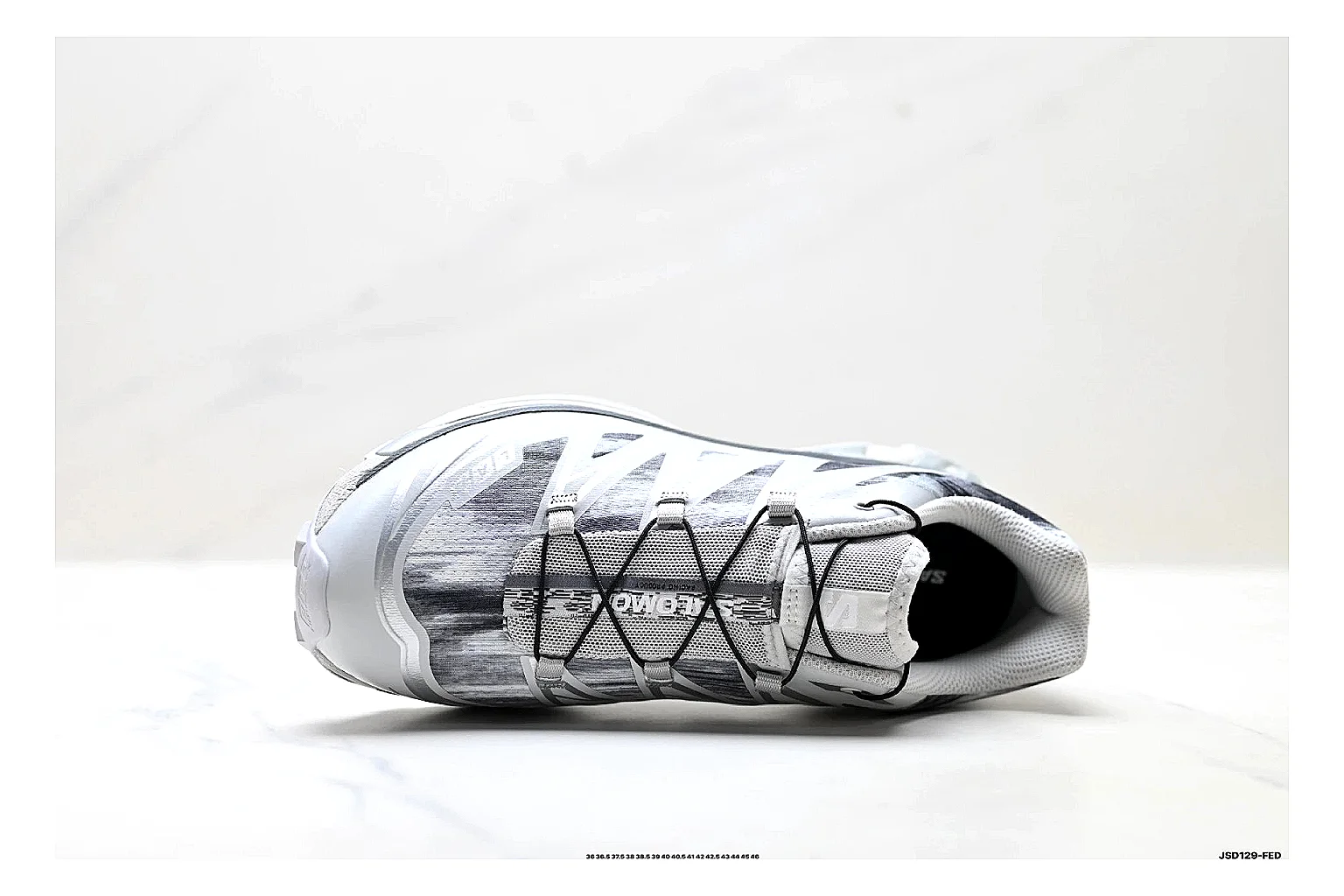 Salomon Xt Runner Silver Gray comparison photo showing silver gray mesh trail upper, technical runner overlays, speed-lace style structure, and rugged sole thumbnail 6