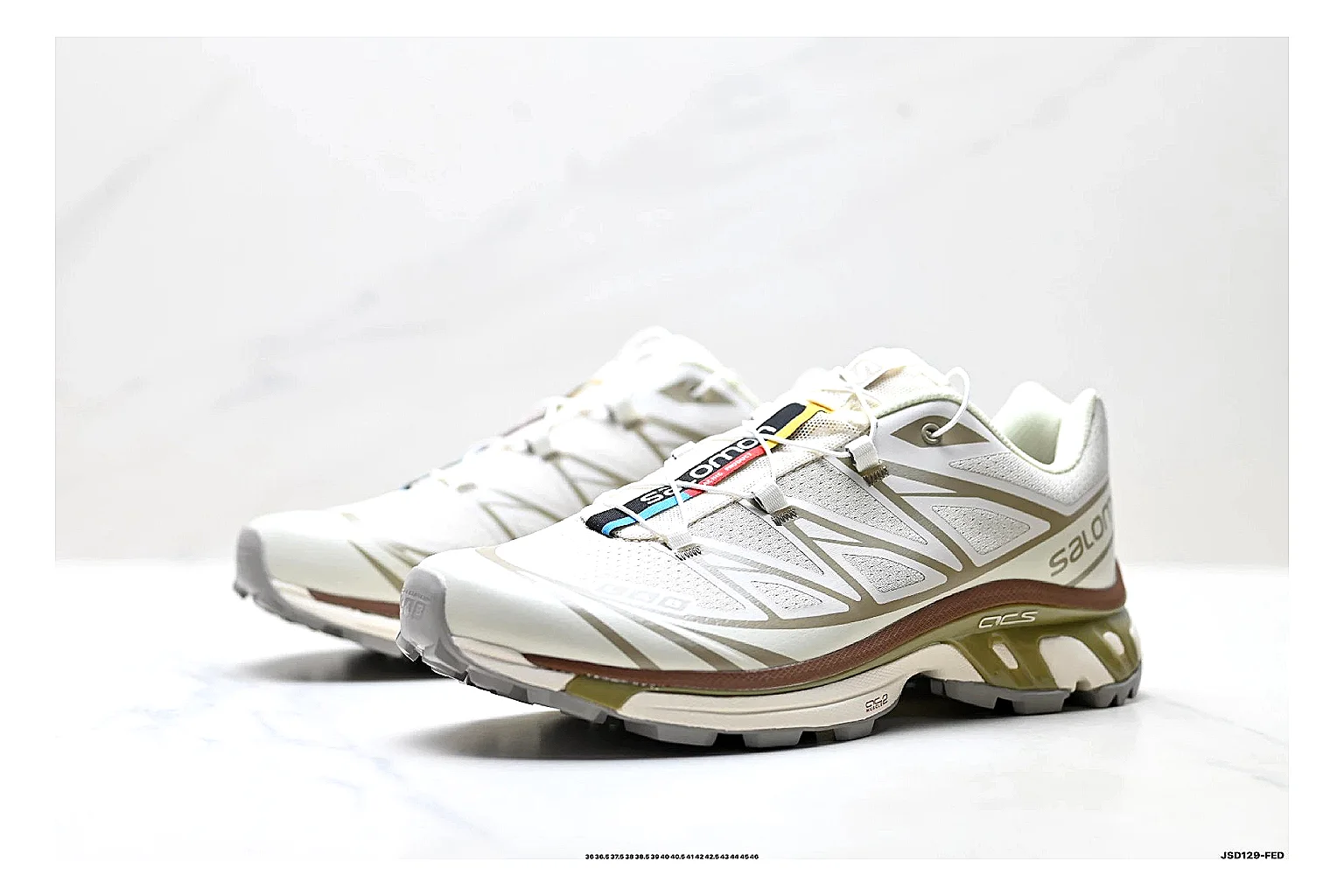 Salomon Xt Runner White Gold comparison photo showing white mesh trail-runner upper, gold accents, speed-lace style structure, and rugged sole thumbnail 4