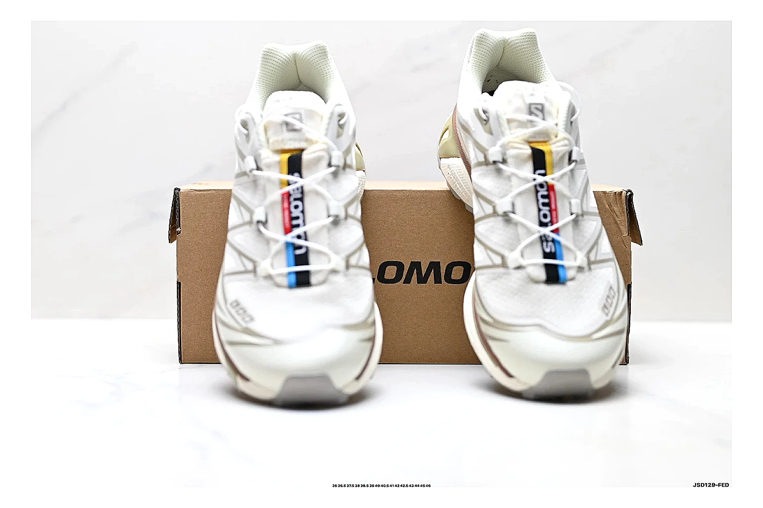 Salomon Xt Runner White Gold comparison photo showing white mesh trail-runner upper, gold accents, speed-lace style structure, and rugged sole thumbnail 5
