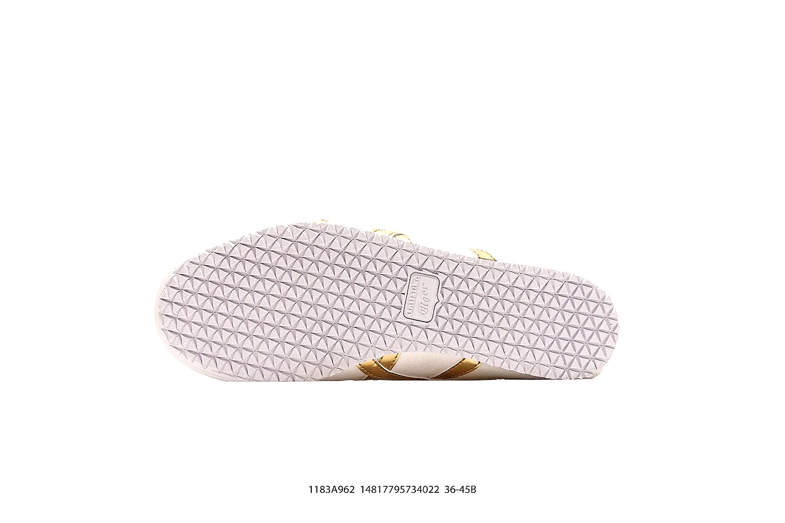 Tiger white and metallic gold trainer with side stripes and low-profile sole thumbnail 3