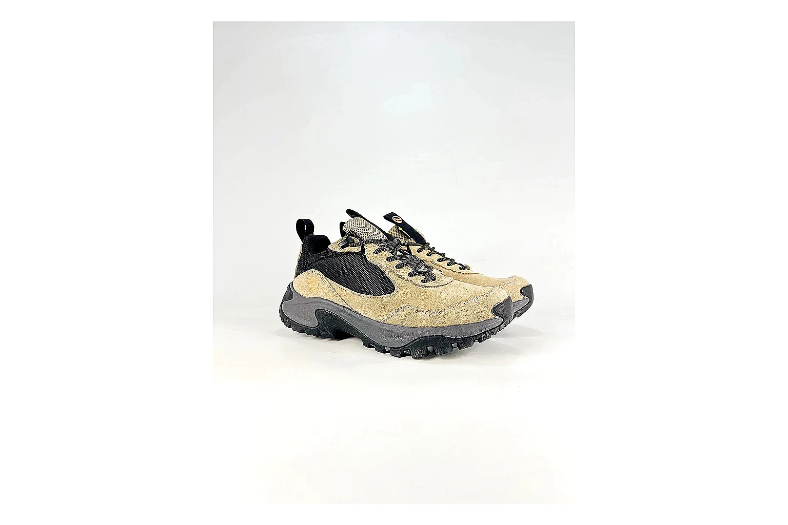 Timberland Motion Access Beige Black Sneakers comparison signal photo with beige black outdoor sneakers with mesh-leather texture, side-profile shape, upper panel lines, and outsole detail thumbnail 6