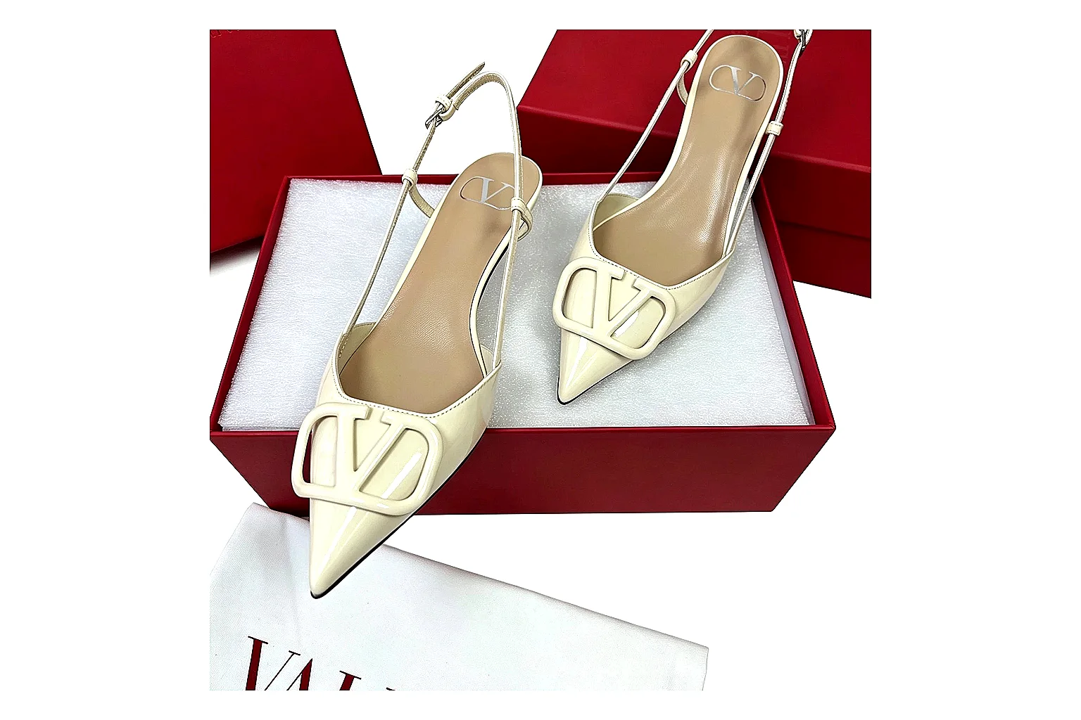 kakoscout.com Valentino Pointed Slingback White comparison signal card six-photo gallery